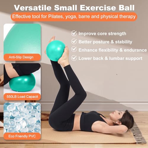 Tsikavo Pilates Ring, Pilates Ring Circle and Ball Set, 12 Inch Magic Circle Pilates Ring,9 Inch Small Exercise Ball,Resistance Bands Set, Home Pilates Equipment for Women - color: Teal