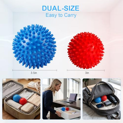 Spiky Massage Ball Set, 3in & 3.5in Dual Size Hard Spiked Rollers