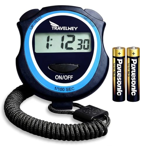 Silent Digital Stopwatch Timer for Teachers, Coaches & Kids ‒ Simple Lap Timer, Large Display, No Alarm ‒ Classroom, Exams, Sports, Running & Swimming ‒ AAA Batteries Included