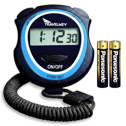 Silent Digital Stopwatch Timer for Teachers, Coaches & Kids ‒ Simple Lap Timer, Large Display, No Alarm ‒ Classroom, Exams, Sports, Running & Swimming ‒ AAA Batteries Included