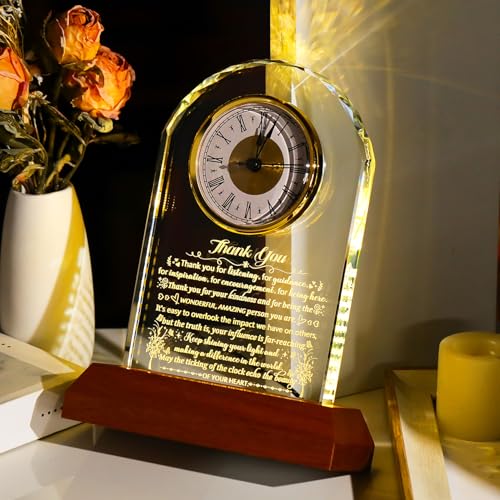 Ornalrist Thank You Gifts for Men Women Crystal Clock Appreciation Keepsake - color: Thank You