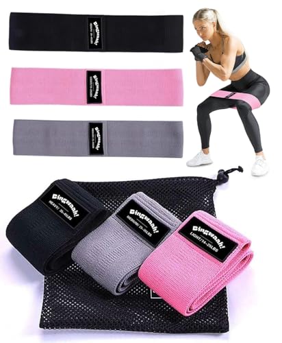 Bingwaah Loop Resistance Exercise Bands – Fabric & Elastic Sets of Exercise Bands for Strength Training - Rehab, Yoga, Pilates & Home Workout with Instruction Guide