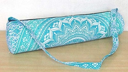 INDIAN CRAFT CASTLE ICC Yoga Mat Bag Carrier Full-Zip Exercise Yoga Mat Carry Bag for Women Men with Multi-Functional Storage Pockets and Adjustable Shoulder Strap 26X6 Inches - style: Ombre Green