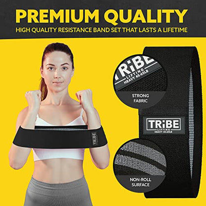 Fabric Resistance Bands for Working Out, 3-Pack for Legs and Glutes - color: Grey
