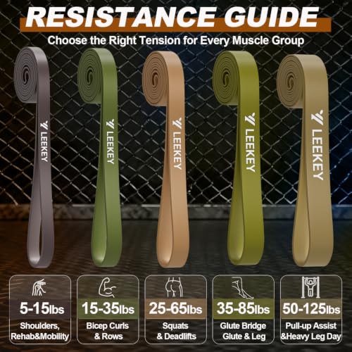 LEEKEY Resistance Bands for Pull Up Assist, Exercise & Workout Bands Set - color: 5-125LBS GREEN BROWN
