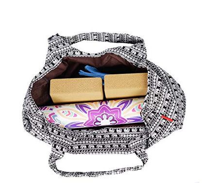 Aozora Yoga Mat Bag Large Yoga Mat Tote Sling Carrier with Pockets Fits Mats with Multi-Functional Storage Pockets Light and Durable - color: Elephant