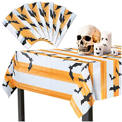 MATICAN Halloween Tablecloth, 6-Pack Disposable Halloween Table Cloths, Bats Plastic Table Covers, 54 x 108 Inches, Halloween Party Decorations - color: Bats