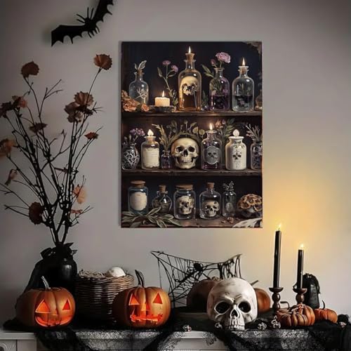 DAZZLEDOTS Diamond Painting Kits for Adults Skull Halloween Diamond Art Kit | Halloween Diamond Art Kits for Beginners DIY Full Round Drill Paint with Diamond Dots Gem Art Home Wall Decor 12 x 16 Inch - color: DT042
