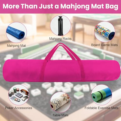 34-Inch Mahjong Mat Bag, Heavy-Duty Canvas Carrying Bag with Center Dual Handles & Smooth Zipper, Fits Mahjong Mat, Racks & Tiles, All-in-One Travel Storage Bag(Pink) - color: Red