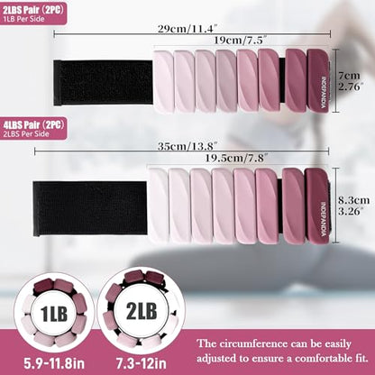 Ankle Wrist Weights for Women 2lbs/4lbs Pairs Adjustable Silicone Weights - color: Gradient Rose Mauve, size: 4 lbs Pair (2 lb Each)
