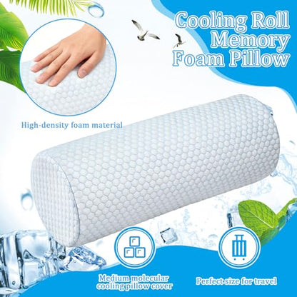 Novabright 2 Pcs Cooling Cervical Neck Roll Pillow for Sleeping Memory Foam - size: 18 x 4 Inch