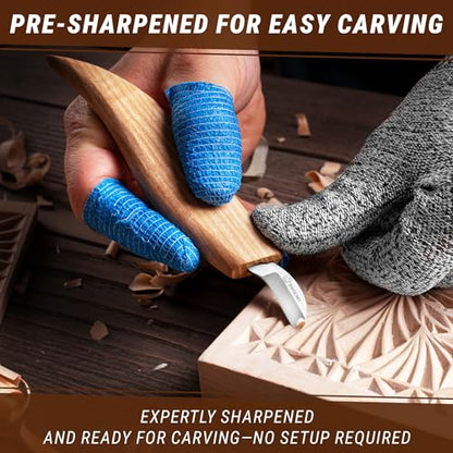 BeaverCraft Chip Carving Knife C6 1" - Wood Carving Tools for Beginners and Kids - Small Whittling Knife for Detail