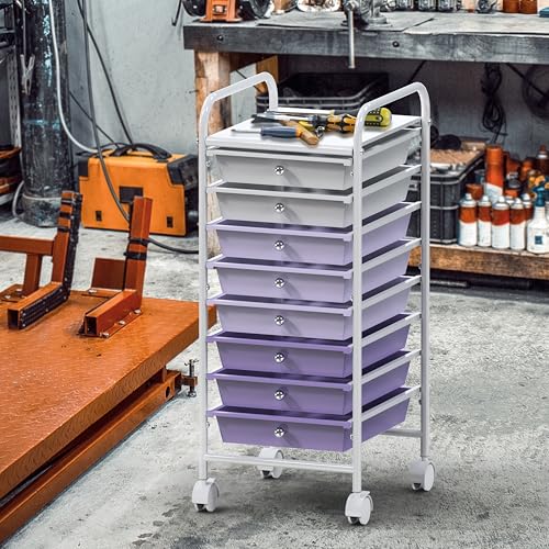 Simple Houseware 8 Drawers Rolling Utility Cart Art Craft Storage, Purple - color: Purple, size: 8 Drawers