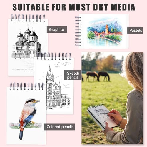 2 Pack Sketch Book, 5.5" x 8.5" Sketchbook With 100 Sheets (68lb/100gsm), Drawing Pad for Kids, Adults, Beginners, Artists - Acid Free Paper (2 Pack) - color: black
