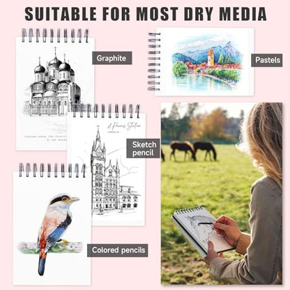 2 Pack Sketch Book, 5.5" x 8.5" Sketchbook With 100 Sheets (68lb/100gsm), Drawing Pad for Kids, Adults, Beginners, Artists - Acid Free Paper (2 Pack) - color: black