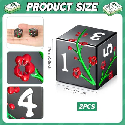2 Pcs Mahjong Dice Metal, Classic, Black | D6 Mah Jong Dice,Standard Size Mahjong Dice, Durable Material, Replacement for Lost Dice, Board Game Mahjong Supplies - color: Black, size: Classic
