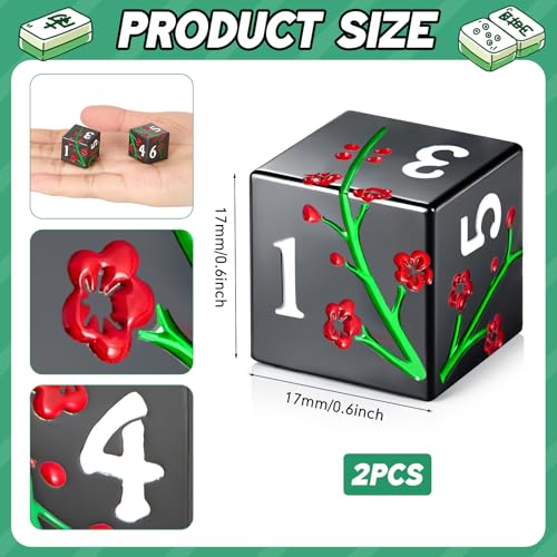 2 Pcs Mahjong Dice Metal, Classic, Black | D6 Mah Jong Dice,Standard Size Mahjong Dice, Durable Material, Replacement for Lost Dice, Board Game Mahjong Supplies - color: Black, size: Classic