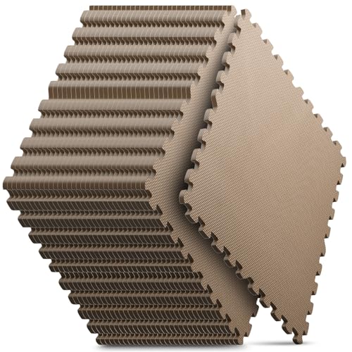 32 Pack 128 sqft Home Gym Mat, Puzzle Exercise Mat, EVA Interlocking Foam Floor Tiles for Home Workout Equipment and Kids' Play Areas - Blue, 24 in x 24 in x ½ in - (Brown, 32 Pack(128 SQ FT)) - color: Brown, size: 32 Pack(128 SF)