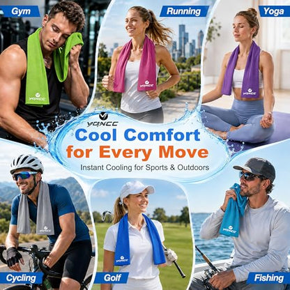 YQXCC 4 Pack Cooling Towels (47"x12"), Ice Cool Towels for Neck & Face - color: Dark Blue*2/ Green*1/ Dark Gray*1