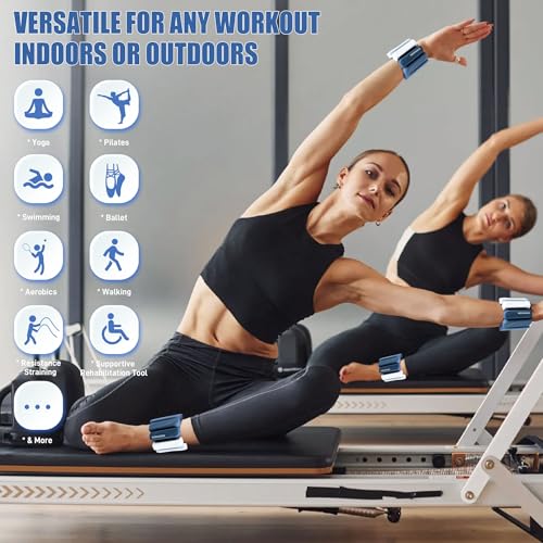 Ankle Wrist Weights for Women 2lbs/4lbs Pairs Adjustable Silicone Weights - color: Gradient Blue, size: 4 lbs Pair (2 lb Each)