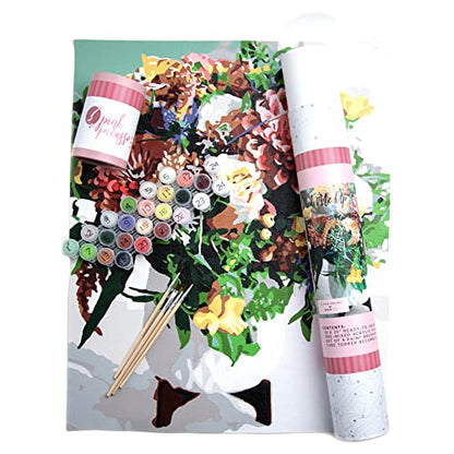 Pink Picasso Paint by Number Kit, for Adults & Teens,16x20, Pick Me Up | Botanical Floral Collection, Acrylic Paints and Brushes included, Pre-printed high quality canvas, DIY art kit, Gift-ready - color: Pick Me Up