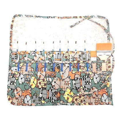 Funny live Paint Brush Holder Art Supplies, Artist Paint Brush & Storage Organizer Roll-Up Case Bag, Protect Acrylic Oil Watercolor Paintbrushes (Kitten 22 Slot Pockets) - color: Kitten 22 Slot Pockets