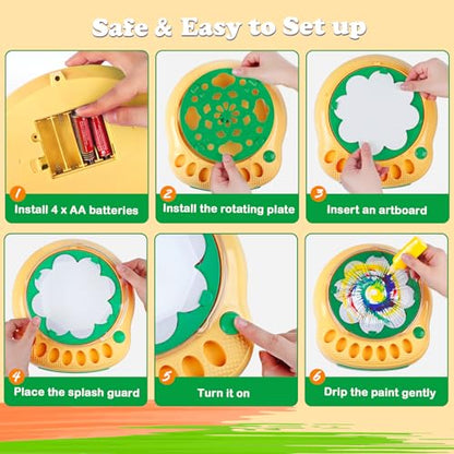 Spin Art Machine for Kids, Paint Spinner Arts & Crafts Gift Kit, Ages 4-12 | Includes machine, 36 artboards, 7 washable paints & splatter guard. Easy-clean, screen-free STEAM gift for girls & boys - color: Green