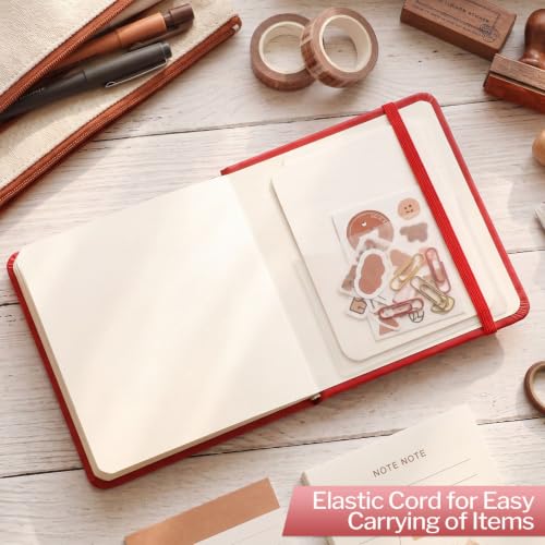 Hardcover Pocket Sketchbook, 5" × 5", 80 Sheets Small Sketch Book, Red | 160gsm Acid-Free Paper, Elastic Closure, Ribbon Bookmark, Compact Travel Size for Sketching & Journaling - color: Red