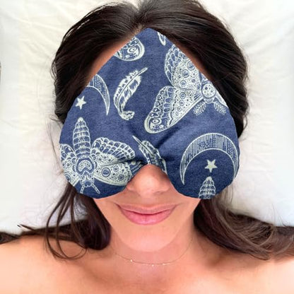 Stillnus Weighted Heart Eye Pillow with Organic Lavender & Flaxseed – Relaxation Gift for Women, Meditation Tool, Mindful Rest, Cooling Eye Mask, Wellness Self-Care Kit - style: Moth Study