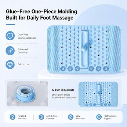 Soft TPR Extra Large Acupressure Foot Massage Mat With Removable Ball | 12 Magnets, Silicone-Like TPR, 24.4" x 15.7" Roll-Up Under Desk Foot Massager For Plantar Fasciitis And Foot Pain Relief - color: Blue