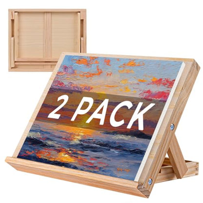 Koseibal 2 Pack Tabletop Wood Easel Stand for Art Painting Canvas Display | Portable Angle Wooden Art Easel Stand, Adjustable Sketching Board for Student, Artist, Beginner Canvas Painting