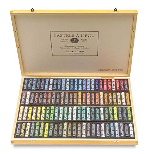 SENNELIER Extra-Soft French Pastel Full Stick for Professional Landscape Artists Wooden Box Set, 100-Colors