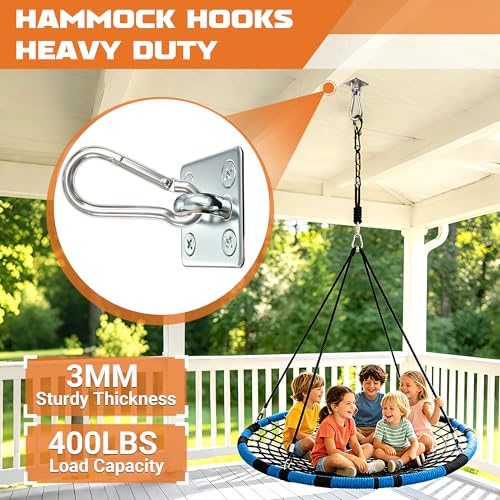 2Pcs M6 304 Stainless Steel Heavy Duty Pad Eye Plates w/Snap Hooks | Rustproof 304 SS Pad Eye Plates w/ Hooks, Heavy Duty for Indoor Outdoor Use, Fits Hammock Swing Yoga Sling Ceiling Mount - size: 2pk M8