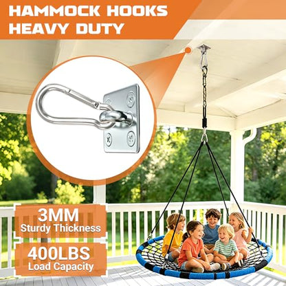 2Pcs M6 304 Stainless Steel Heavy Duty Pad Eye Plates w/Snap Hooks | Rustproof 304 SS Pad Eye Plates w/ Hooks, Heavy Duty for Indoor Outdoor Use, Fits Hammock Swing Yoga Sling Ceiling Mount - size: 2pk M8