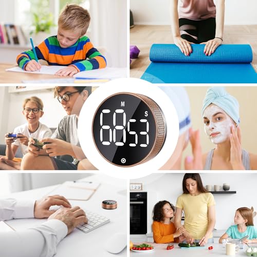 BlueSnail Kitchen Timer with LED Digital Display Smart Efficana for Home Classroom Gym Office, Volume and Brightness Adjustable Productivity Timer (Rose Gold) - color: Rose Gold
