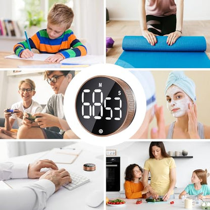 BlueSnail Kitchen Timer with LED Digital Display Smart Efficana for Home Classroom Gym Office, Volume and Brightness Adjustable Productivity Timer (Rose Gold) - color: Rose Gold