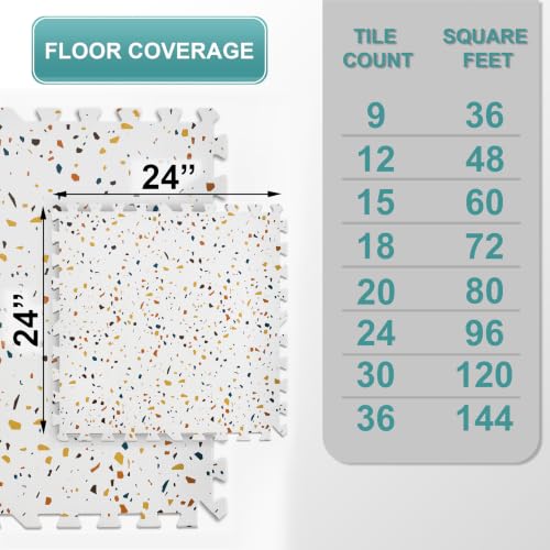 Sorbus Interlocking Wood Grain Foam Floor Tiles (30 Pack, Confetti) | 3/8-inch EVA floor mats with borders suit playrooms, basements and home gyms, plus trade show flooring and dance areas. - color: Confetti, size: 30 Pack