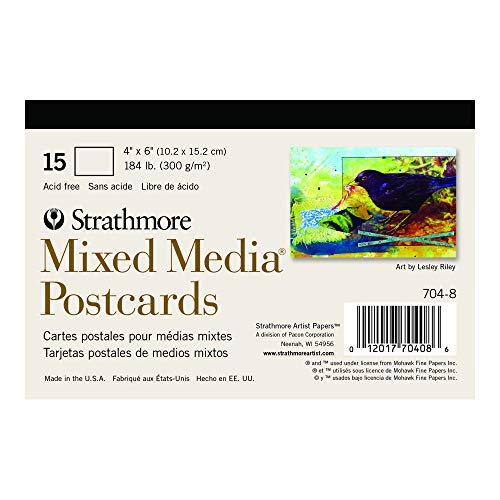 Strathmore Mixed Media Postcards, 15 Blank 4x6 inch Postcards Ready to Paint and Send (704-8) - color: White