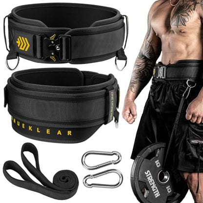 MANUEKLEAR 2-in-1 Weightlifting Belt & Dip Belt with 36.7 IN Rope, Double-Layer Weight Lifting Belts, Powerlifting Gym Weighted Belt for Pull Up Squat - color: Midnight Black, size: XL(38-41in)