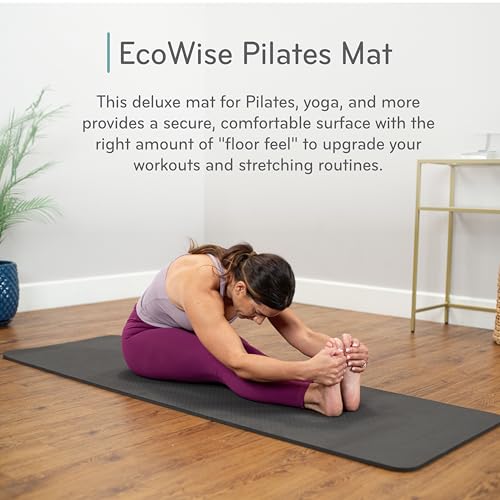 EcoWise Pilates Mat, Purple, Balanced Body Yoga and Floor Exercise Mat | Non-slip exercise mat for Pilates, yoga, or floor workout routines. - color: Black
