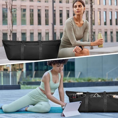 sportsnew Large Yoga Mat Bag Trolley Sleeve Gym Carrier Shoe Bag Wet Pocket - color: Black