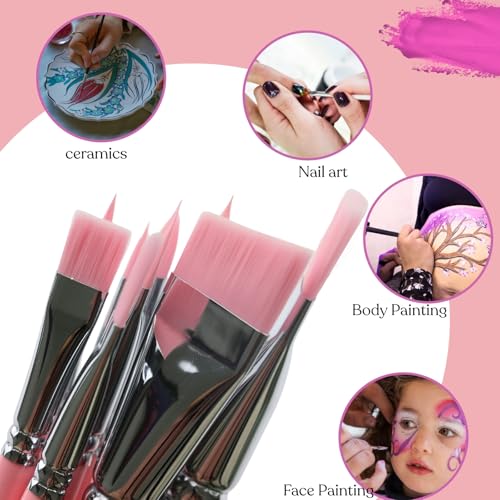 GACDR Face Paint Brush Set, 10 Pcs Professional Face & Body Paint Brushes | Artist Paint Brushes Halloween Cosplay Party Festival Makeup Acrylic Gouache Watercolor Oil Painting