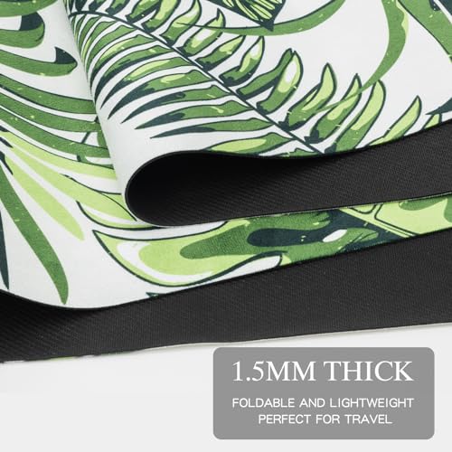 여행용 요가 매트, 미끄럼 방지 접이식 여행용 피트니스 매트, 요가, 운동, 필라테스용 휴대용 가방 포함, 1.5mm 두께의 경량 운동 요가 매트 여성용 - color: 초록색.