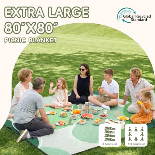 Genovega Waterproof Beach Blanket Picnic Outdoor Mat Rug Women Men Teacher Graduation Preschool Kindergarten Pre K Prek Middle High School First Year 1st 2nd 3rd 4th 5th Grade Thank You Cool - color: Wave Green