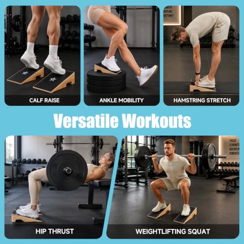SEWD Wooden Squat Wedge, Non-Slip Slant Boards for Heel Elevated Squat