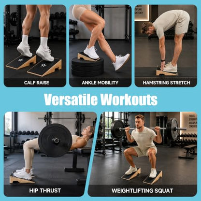 SEWD Wooden Squat Wedge, Non-Slip Slant Boards for Heel Elevated Squat