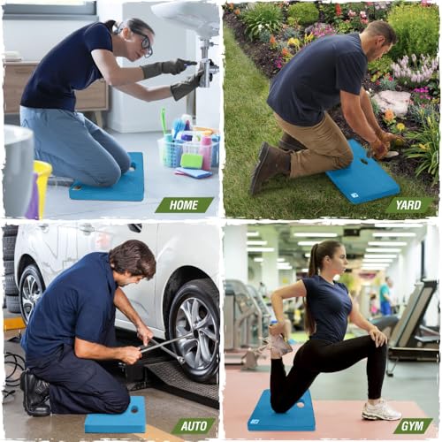 RUGGED RHINO Extra Thick Foam Kneeling Pad for Gardening 2 Pack Bright Blue | Thick Knee Pads, Holds 300 lbs, Protect Knees from Hard Concrete Surfaces for Gardening, Yard, Gym, Mechanic - color: Bright Blue