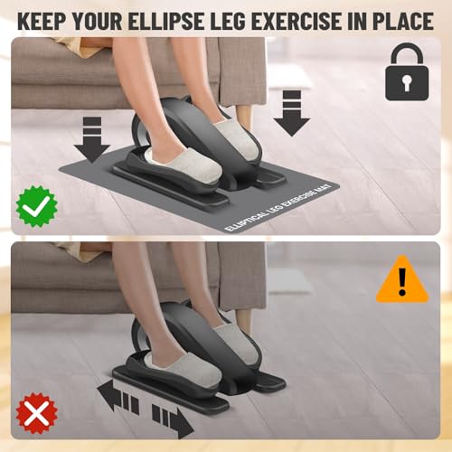 Under Desk Elliptical Mat - Non-Slip Exercise Equipment for Peloton Bike, Small Exercise Mat for Desk Workout Equipment - color: Grey 1 Pc