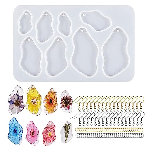 Attuslla Resin Molds - Silicone Earring Moulds with Ear Hooks and Jump Rings for DIY Epoxy Resin Jewelry Making - color: Style 11