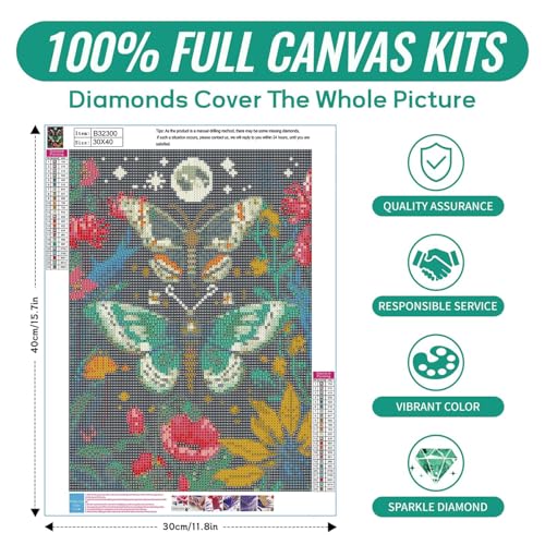 SANYUN Diamond Painting Kits for Adults,5D Butterfly Diamond Art Kits for Beginners,Full Round Drill Flowers Gem Art Painting,Perfect for Gift and Home Wall Decor 12''W x 16''L - color: C-005 Butterfly
